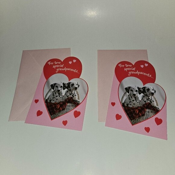 3 Valentine's Day Greeting Card Lot Dog Pug Dalmatian (2) Grandparents (1) Daddy - Picture 2 of 7